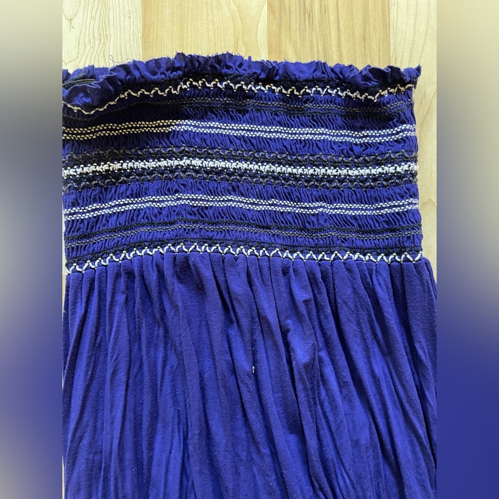 Velvet by Graham & Spencer Strapless Tube Smocked Maxi Dress Purple/Blue Smal